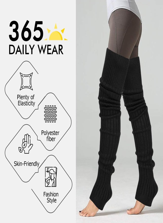 XEPST 2 Pairs Leg Warmers for Women, High Boot Cuffs Crochet Knitted Boot Topper Leg Cuffs Over Knee Footless Socks Boot Warmers for Winter Warmer (85cm, Black) - Image 3
